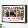 Grumpa And Grandson Best Friends For Life Personalized Custom Photo Canvas Print Wall Art Father’s Day Gift