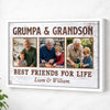 Grumpa And Grandson Best Friends For Life Personalized Custom Photo Canvas Print Wall Art Father’s Day Gift