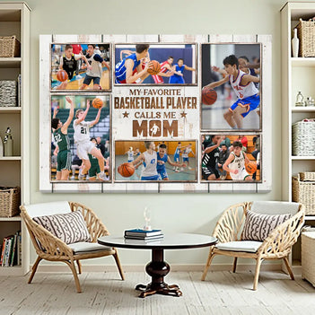 My Favorite Basketball Player Calls Me Mom Canvas Print Wall Art Personalized Custom Photo Mother’s Day Gift For Mommy