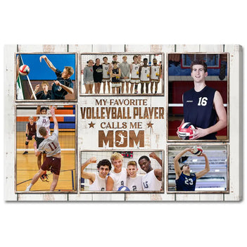 My Favorite Volleyball Player Calls Me Mom Canvas Print Wall Art Personalized Custom Photo Mother’s Day Gift For Mommy