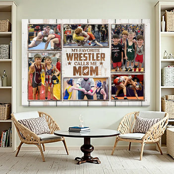 My Favorite Wrestler Calls Me Mom Canvas Print Wall Art Personalized Custom Photo Mother’s Day Gift For Mommy