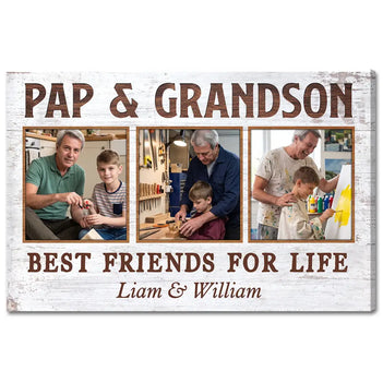 Pap And Grandson Best Friends For Life Personalized Custom Photo Canvas Print Wall Art Father’s Day Gift