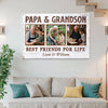 Papa And Grandson Best Friends For Life Personalized Custom Photo Canvas Print Wall Art Father’s Day Gift