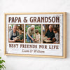 Papa And Grandson Best Friends For Life Personalized Custom Photo Canvas Print Wall Art Father’s Day Gift