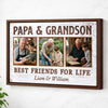 Papa And Grandson Best Friends For Life Personalized Custom Photo Canvas Print Wall Art Father’s Day Gift
