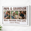 Papa And Grandson Best Friends For Life Personalized Custom Photo Canvas Print Wall Art Father’s Day Gift