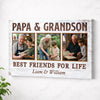 Papa And Grandson Best Friends For Life Personalized Custom Photo Canvas Print Wall Art Father’s Day Gift
