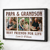 Papa And Grandson Best Friends For Life Personalized Custom Photo Canvas Print Wall Art Father’s Day Gift