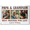 Papa And Grandson Best Friends For Life Personalized Custom Photo Canvas Print Wall Art Father’s Day Gift