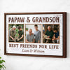 Papaw And Grandson Best Friends For Life Personalized Custom Photo Canvas Print Wall Art Father’s Day Gift