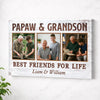 Papaw And Grandson Best Friends For Life Personalized Custom Photo Canvas Print Wall Art Father’s Day Gift
