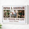 Papaw And Grandson Best Friends For Life Personalized Custom Photo Canvas Print Wall Art Father’s Day Gift