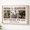 Papaw And Grandson Best Friends For Life Personalized Custom Photo Canvas Print Wall Art Father’s Day Gift