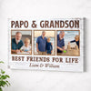 Papo And Grandson Best Friends For Life Personalized Custom Photo Canvas Print Wall Art Father’s Day Gift
