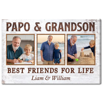 Papo And Grandson Best Friends For Life Personalized Custom Photo Canvas Print Wall Art Father’s Day Gift