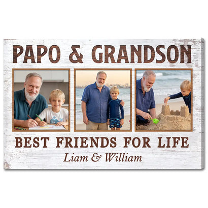 Papo And Grandson Best Friends For Life Personalized Custom Photo Canvas Print Wall Art Father’s Day Gift