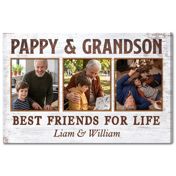 Pappy And Grandson Best Friends For Life Personalized Custom Photo Canvas Print Wall Art Father’s Day Gift