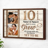 Personalized 10 Years Anniversary Grow Old Along With Me Canvas Wall Art Custom Photo For Husband And Wife - Brown