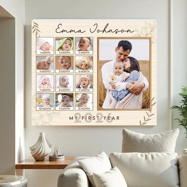 Personalized 1st Birthday Canvas Prints - First Gift - Custom Baby Photo My Year