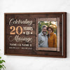 Personalized 20th Anniversary Canvas - Wedding Gift with Custom Photo Wall Art - Brown Frame / 12x9