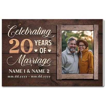 Personalized 20th Anniversary Canvas - Wedding Gift with Custom Photo Wall Art