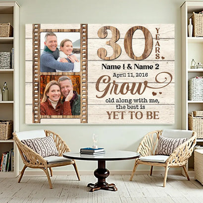 Personalized 30 Years Together Grow Old Along With Me Canvas Wall Art Custom Photo Timeless Love Keepsake