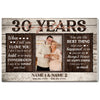 Personalized 30th Anniversary Canvas - Custom Couple Wall Art Gift - 12x9