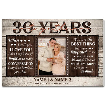Personalized 30th Anniversary Canvas - Custom Couple Wall Art Gift - 12x9