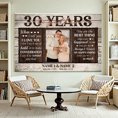 Personalized 30th Anniversary Canvas - Custom Couple Wall Art Gift