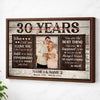 Personalized 30th Anniversary Canvas - Custom Couple Wall Art Gift - Brown Frame / 12x9