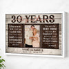 Personalized 30th Anniversary Canvas - Custom Couple Wall Art Gift - White Frame / 12x9