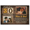 Personalized 30th Wedding Anniversary Canvas - Custom Wall Art Celebrating 30 Years of Marriage - 12x9