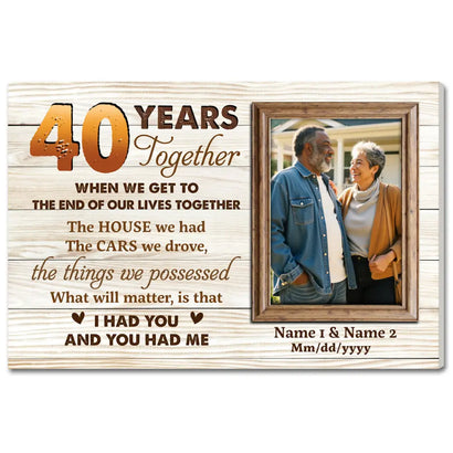 Personalized 40 Years Together Canvas - Custom Anniversary Couple Wall Art