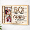 Personalized 50 Years Anniversary Grow Old Along With Me Canvas Wall Art Custom Photo Golden Wedding Keepsake - Natural