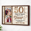 Personalized 50 Years Anniversary Grow Old Along With Me Canvas Wall Art Custom Photo Golden Wedding Keepsake - Brown