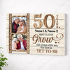 Personalized 50 Years Anniversary Grow Old Along With Me Canvas Wall Art Custom Photo Golden Wedding Keepsake