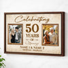 Personalized 50th Anniversary Canvas - Celebrating 50 Years of Marriage with Custom Photo Wall Art - Brown Frame / 12x9