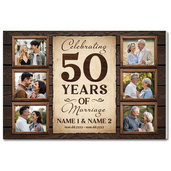 Personalized 50th Anniversary Canvas - Celebrating 50 Years Of Marriage Custom Photo Wall Art - 12x9