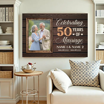 Personalized 50th Anniversary Canvas - Celebrating 50 Years Together with Custom Photo Wall Art - 12x9