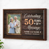 Personalized 50th Anniversary Canvas - Celebrating 50 Years Together with Custom Photo Wall Art - Brown Frame / 12x9