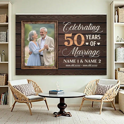 Personalized 50th Anniversary Canvas - Celebrating 50 Years Together with Custom Photo Wall Art