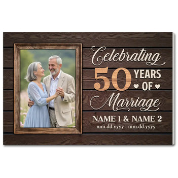 Personalized 50th Anniversary Canvas - Celebrating 50 Years Together with Custom Photo Wall Art - 12x9