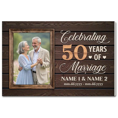Personalized 50th Anniversary Canvas - Celebrating 50 Years Together with Custom Photo Wall Art - 12x9