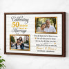 Personalized 50th Anniversary Canvas - Custom Wall Art to Celebrate 50 Years of Marriage - Brown Frame / 12x9