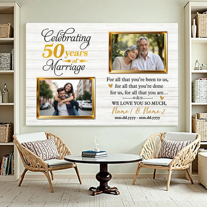 Personalized 50th Anniversary Canvas - Custom Wall Art to Celebrate 50 Years of Marriage