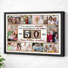 Personalized 50th Birthday Canvas Custom Photo Print Happy 50 Years Wall Art Gift for Grandma - Black Frame / 12x9