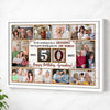 Personalized 50th Birthday Canvas Custom Photo Print Happy 50 Years Wall Art Gift for Grandma - White Frame / 12x9