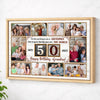 Personalized 50th Birthday Canvas Custom Photo Print Happy 50 Years Wall Art Gift for Grandma - Natural Frame / 12x9