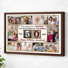 Personalized 50th Birthday Canvas Custom Photo Print Happy 50 Years Wall Art Gift for Grandma - Brown Frame / 12x9