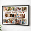 Personalized 60th Birthday Canvas Custom Photo Print Happy 60 Years Wall Art Gift for Dad or Grandpa - Black Frame